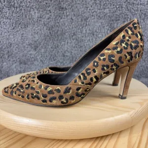 Bocage Heels Womens 6.5 Suede Leopard Print Pointed Stiletto Heel Made in France