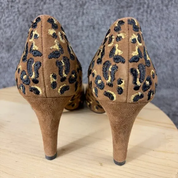 Bocage Heels Womens 6.5 Suede Leopard Print Pointed Stiletto Heel Made in France