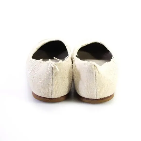 Bonpoint girls canvas gold leather toe lining raw trim flats shoes 31