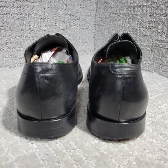 Boss Hugo Boss Men's Size 10 US Black Leather Lace up Oxford Dress Shoes Italy