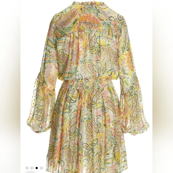 Boston Proper Colorful Paisley Print Smocked Peasant Dress Size Small