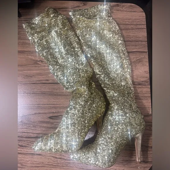 Boston Proper gold‎ glitter boots size 7.5