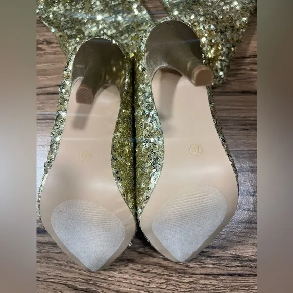 Boston Proper gold‎ glitter boots size 7.5
