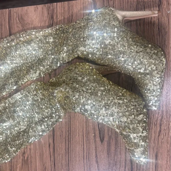Boston Proper gold‎ glitter boots size 7.5