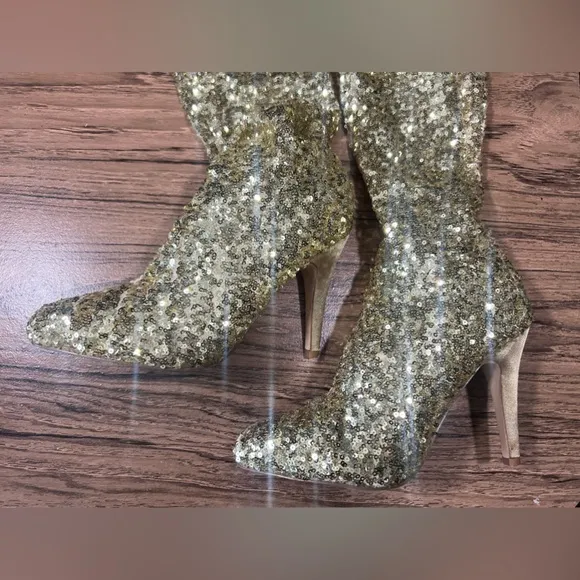 Boston Proper gold‎ glitter boots size 7.5