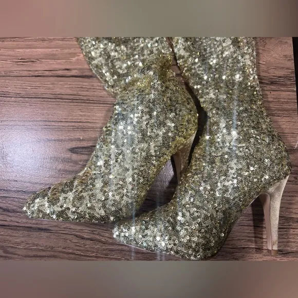 Boston Proper gold‎ glitter boots size 7.5