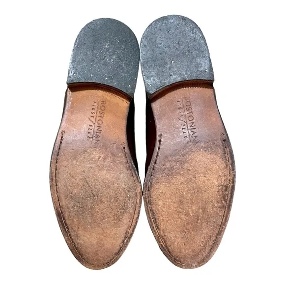 BOSTONIAN FIRST FLEX, MENS BROWN LEATHER DRESS SHOES. SIZE 11 1/2M