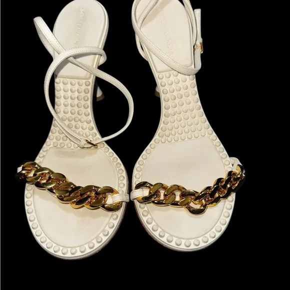 Bottega Veneta Women's Ivory Dot Ankle Strap Sandal Shoes Size 37.5