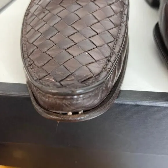 Bottega Veneta Woven Brown Leather Dress Shoes Slip On Men's Size 45 EU/12 US