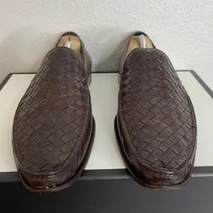 Bottega Veneta Woven Brown Leather Dress Shoes Slip On Men's Size 45 EU/12 US