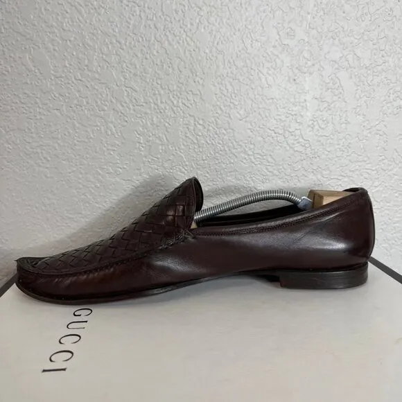 Bottega Veneta Woven Brown Leather Dress Shoes Slip On Men's Size 45 EU/12 US