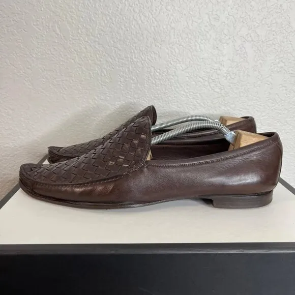 Bottega Veneta Woven Brown Leather Dress Shoes Slip On Men's Size 45 EU/12 US