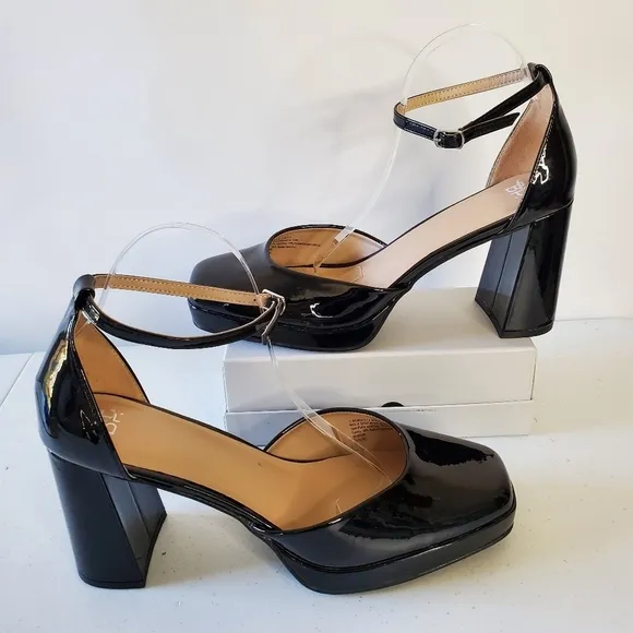 BP Fynn Ankle Strap Platform Pump Size 11 Block Heel Square Toe Shoe Unisex