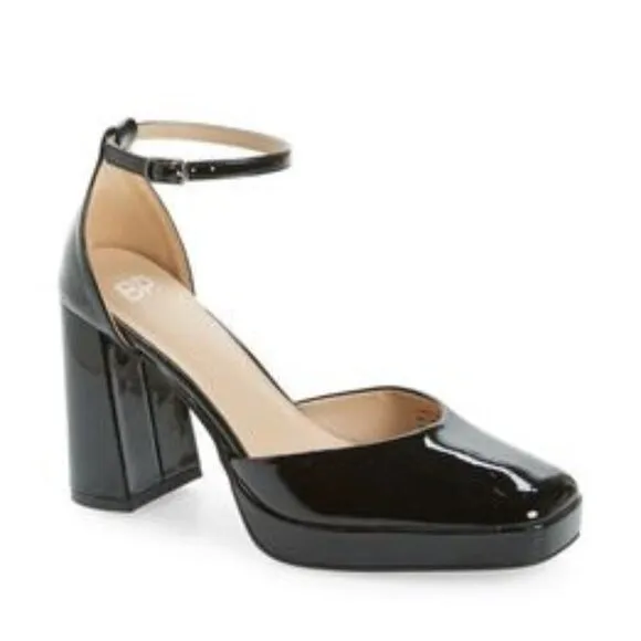 BP Fynn Ankle Strap Platform Pump Size 11 Block Heel Square Toe Shoe Unisex