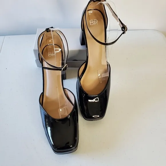BP Fynn Ankle Strap Platform Pump Size 11 Block Heel Square Toe Shoe Unisex