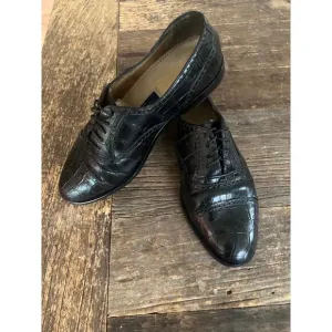 Bragano Cole Haan Black Crocodile Leather Oxford Shoes Size 8.5 M JP
