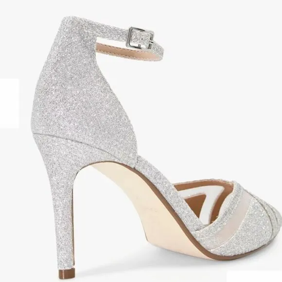 BRAND NEW DUNE LONDON DIANE HEELS IN PEWTER PIN HEELS SANDALS