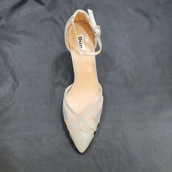 BRAND NEW DUNE LONDON DIANE HEELS IN PEWTER PIN HEELS SANDALS