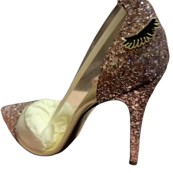 BRAND NEW/ORIGINAL BOX TOO FACED BETTER THAN SEX PINK GLITTER STILETTOS SIZE 7