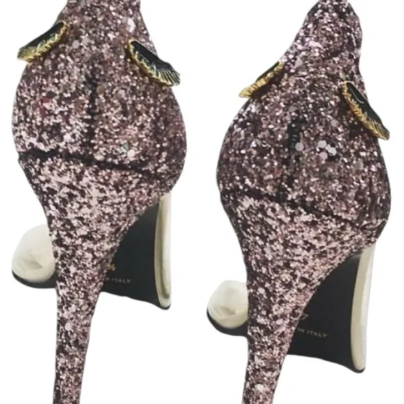 BRAND NEW/ORIGINAL BOX TOO FACED BETTER THAN SEX PINK GLITTER STILETTOS SIZE 7