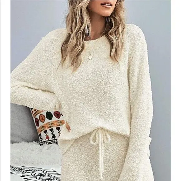 Brand New Fuzzy Knitted Loungewear Set