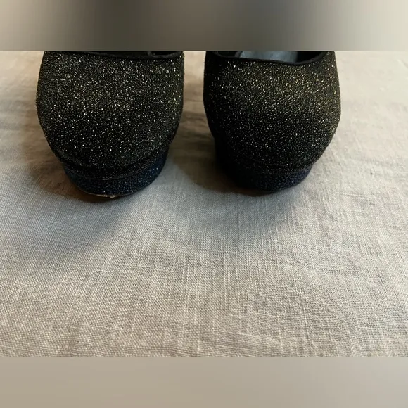 Brian Atwood Fontanne Shoes Gold Red Blue Glitter Heels Platform Black