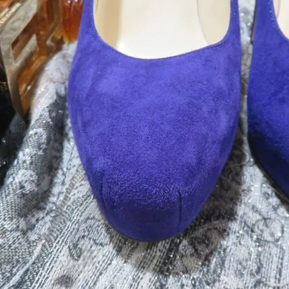 BRIAN ATWOOD Purple Suede Leather Platform Pumps Heels Stilettos B Savita sz 7
