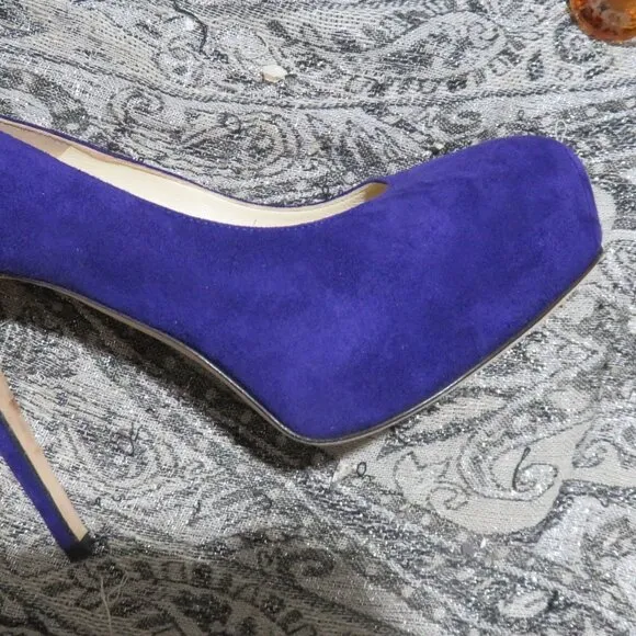 BRIAN ATWOOD Purple Suede Leather Platform Pumps Heels Stilettos B Savita sz 7