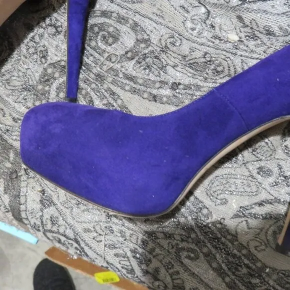 BRIAN ATWOOD Purple Suede Leather Platform Pumps Heels Stilettos B Savita sz 7