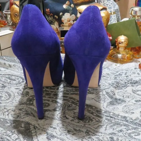 BRIAN ATWOOD Purple Suede Leather Platform Pumps Heels Stilettos B Savita sz 7