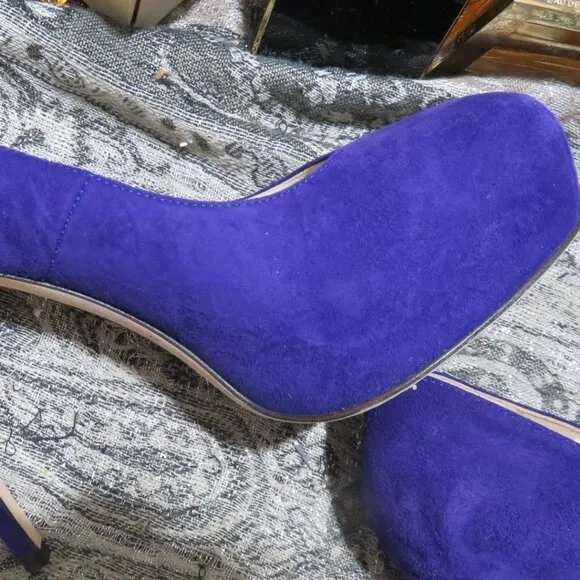 BRIAN ATWOOD Purple Suede Leather Platform Pumps Heels Stilettos B Savita sz 7