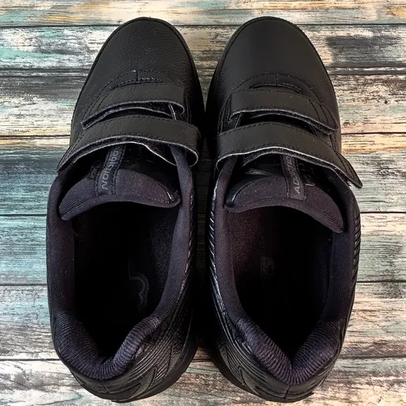 Brooks Addiction Walker DNA Sneakers Mens 12XW Black Leather No Tie Casual Shoes