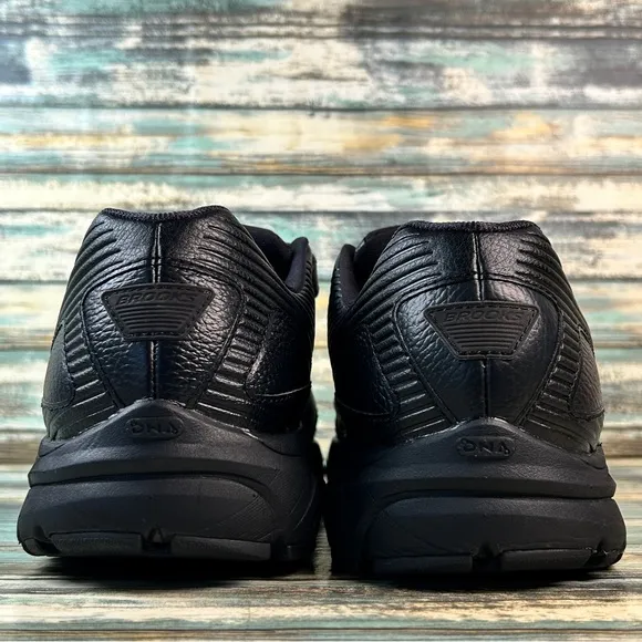 Brooks Addiction Walker DNA Sneakers Mens 12XW Black Leather No Tie Casual Shoes