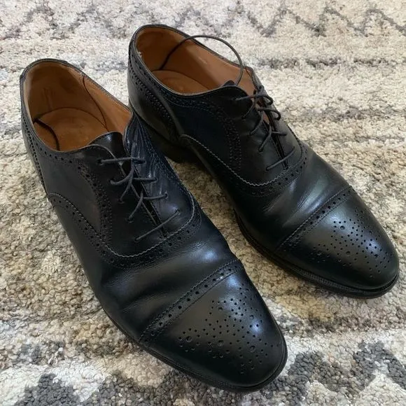 Brooks Bros X Peal &amp; Co Blk Medallion Alfred Sz 11