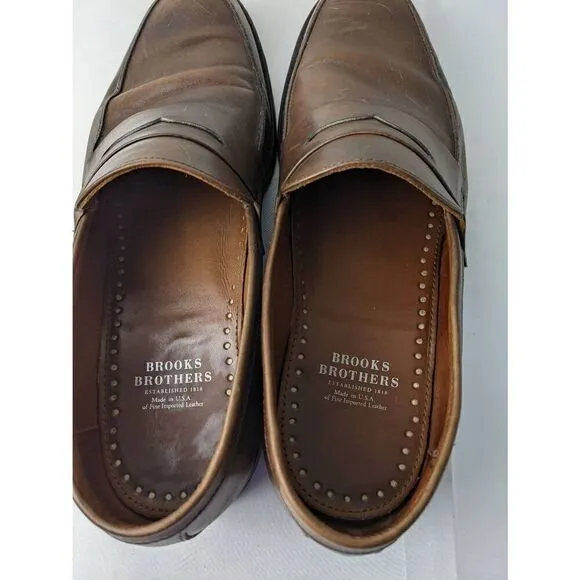Brooks Brothers Men's Brooks Penny Loafers Dress Shoes Size 11 D Tan Leather Mad