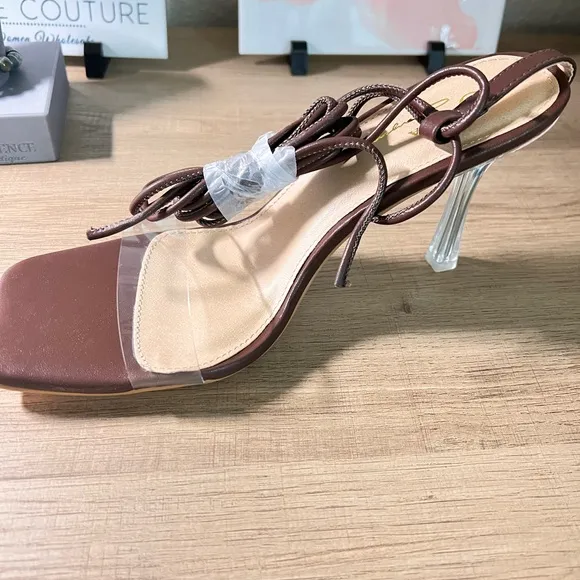 Brown Olivia Jaymes Lace Up Ankle Strap Stiletto Heel