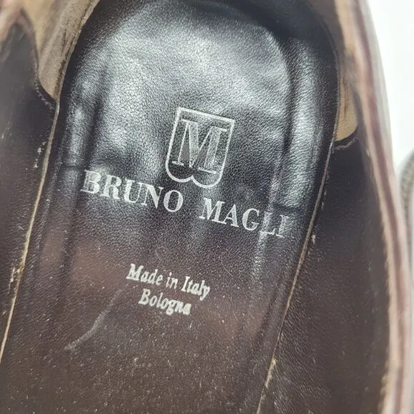 Bruno Magli Mens Size 8.5M Derby Dress Shoes Leather Square Toe Lace Up Brown