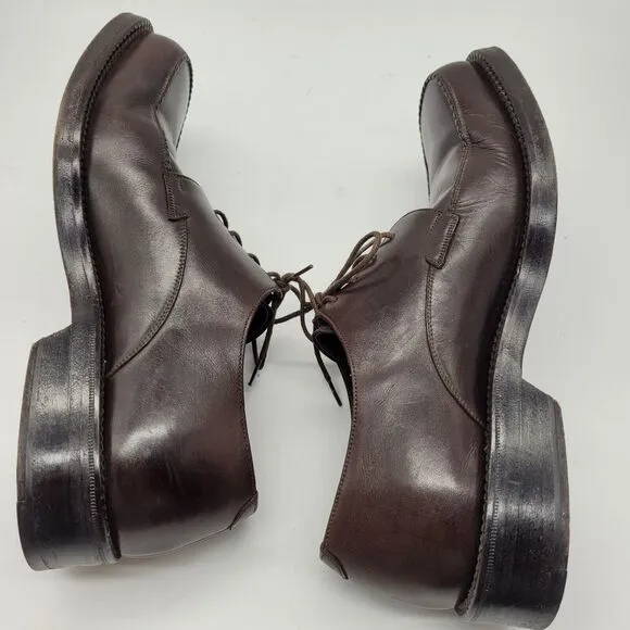Bruno Magli Mens Size 8.5M Derby Dress Shoes Leather Square Toe Lace Up Brown