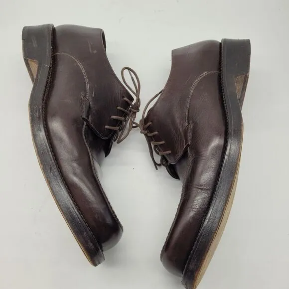 Bruno Magli Mens Size 8.5M Derby Dress Shoes Leather Square Toe Lace Up Brown