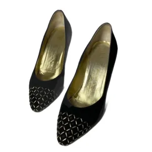Bruno Magli suede heels with gold stitching