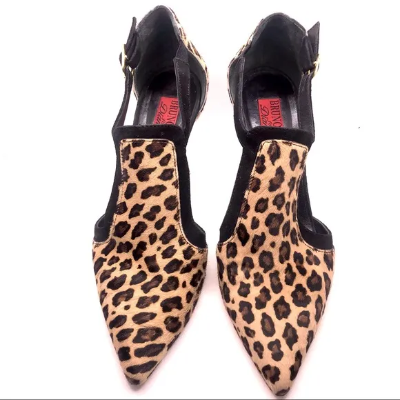 BRUNO RICCI FOR DIANE B ANIMAL PRINT &amp; FUR SIDE CUT OUT HEEL PUMPS (40)