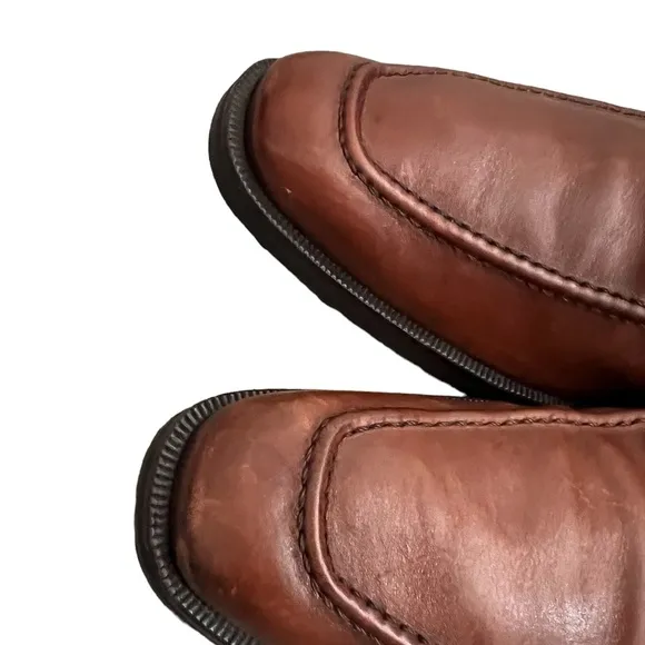 BRUNOMAGLI SLIP ON LOAFER COGNAC LEATHER, MENS DRESS SHOES SIZE 9M