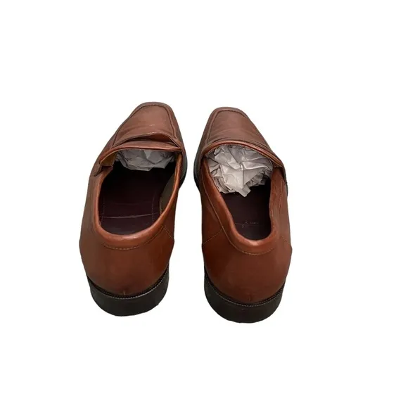 BRUNOMAGLI SLIP ON LOAFER COGNAC LEATHER, MENS DRESS SHOES SIZE 9M