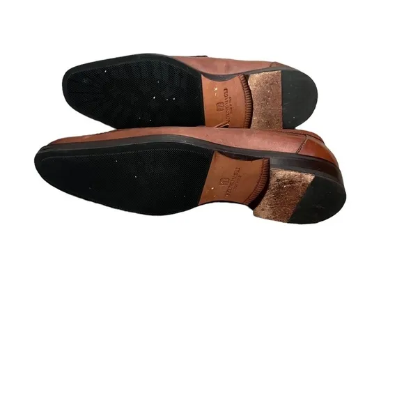 BRUNOMAGLI SLIP ON LOAFER COGNAC LEATHER, MENS DRESS SHOES SIZE 9M
