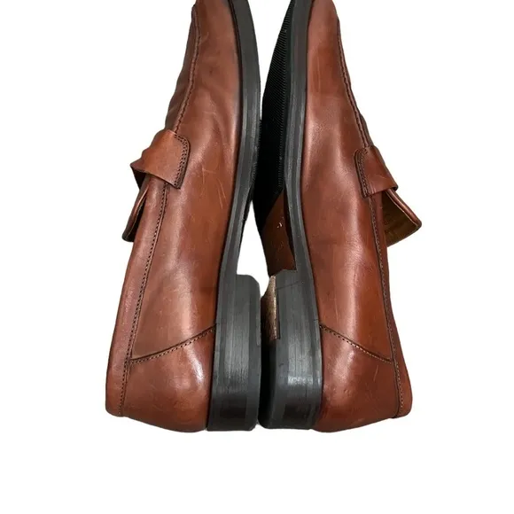 BRUNOMAGLI SLIP ON LOAFER COGNAC LEATHER, MENS DRESS SHOES SIZE 9M