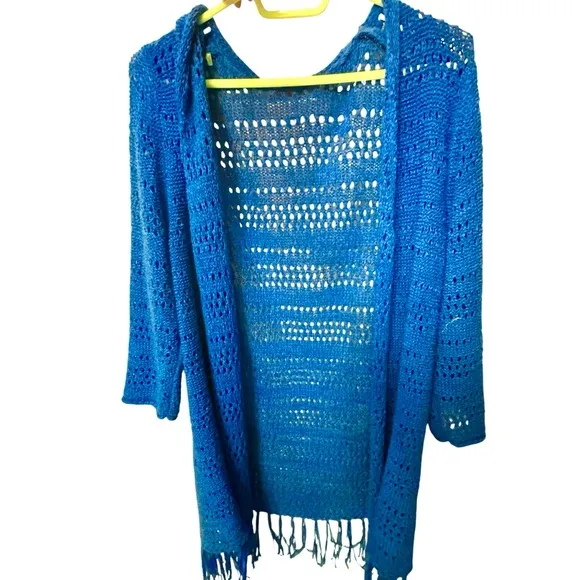 Bundle:Multicolor Lace Party Dress (XL)   Chico’s Blue Crochet Cardigan (M–XL)