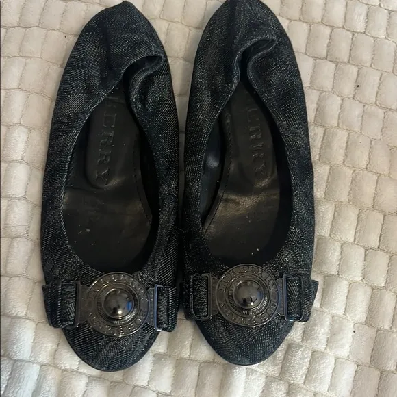 Burberry Black Flats with Decorative Toe