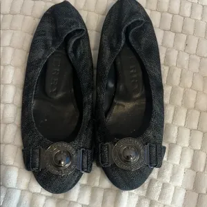 Burberry Black Flats with Decorative Toe