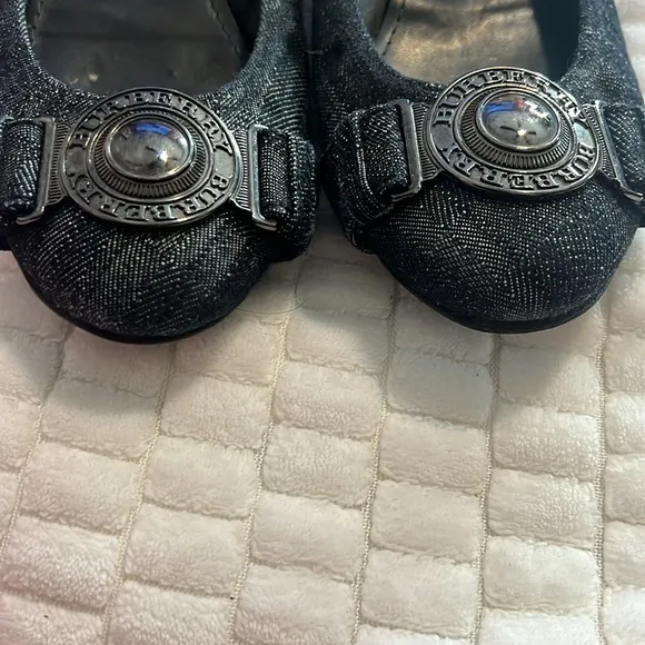 Burberry Black Flats with Decorative Toe