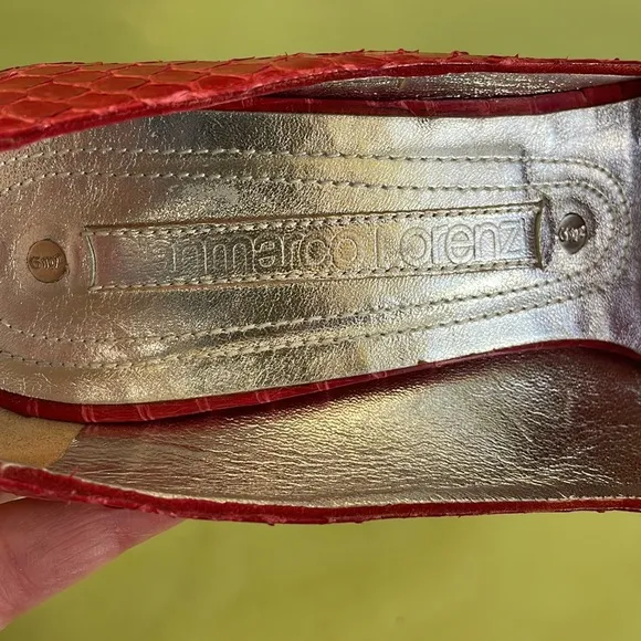 Burgundy/silver Gianmarci Lorenzi snake skin/leather heels